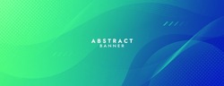 Abstract Green Fluid Banner Template. Modern background design. gradient color. Dynamic Waves. Liquid shapes composition. Fit for banners