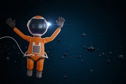 adorable cartoon astronaut character in orange space suit , cartoon astronaut 