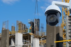 dome type outdoor cctv camera, secure construction site.