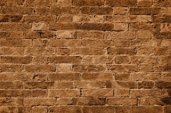 Stone wall, natural stone wall, stones, background and texture, banner in brown and rust