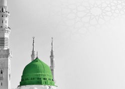 Islamic background for a mosque in green, a background for Ramadan. Social media posts .Muslim Holy Month Ramadan Kareem .Ramadan Mubarak beautiful greeting card