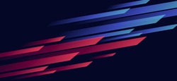 Speed dynamic background with rectangular shapes in motion forming texture, sport background, red and blu lined in dark space