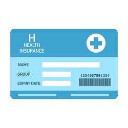Health insurance card concept vector illustration on white background. Medical insurance card in blue color flat design.