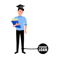 Student loan burden concept vector illustration on white background. Education debt.