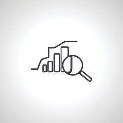 bar chart with magnifying glass icon. optimization icon. chart analyze isolated icon.