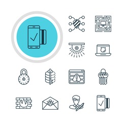 Vector Illustration Of 12 Data Icons. Editable Pack Of Easy Payment, Data Security, Camera And Other Elements.