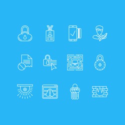 Vector Illustration Of 12 Security Icons. Editable Pack Of Key Collection, Camera, Confidentiality Options And Other Elements.