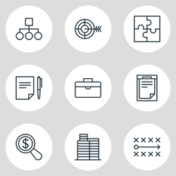 Vector Illustration Of 9 Trade Icons. Editable Pack Of File, Goal, Agreement And Other Elements.