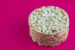 Single rice cake on the red background