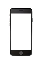 Modern smart phone black color with black screen isolated on white background