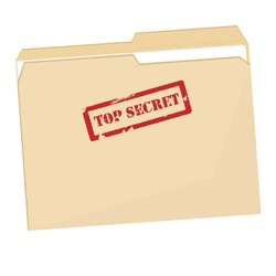 File folder with red rubber  stamp top secret vector isolated, confidential, private information