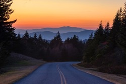 Dusk falls over the Blue Ridge Mountains along the Blue River Parkway in North Carolina