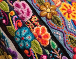 Colorful , peruvian rug textile.