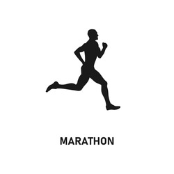 Running man silhouette. Sport activity icon sign or symbol. Athlete logo. Athletic sports. Jogging or sprinting guy. Marathon race. Speed concept. Runner figure. Fitness black vector illustration.