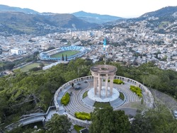 Honduran flag in the center of Tegucigalpa city, in monument Cerro Juana Lainez