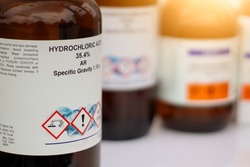 hydrochloric acid, a chemical used in laboratories and dangers