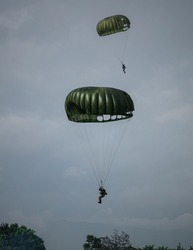 Indonesian special forces, paratrooper landing