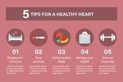 5 Tips for a healthy heart infographic template 