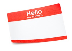 Hello my name is name tag sticker isolated on white background