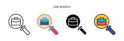 job search icon vector with four different style. isolated on white background.