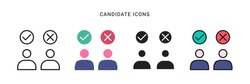 candidate icon vector with four different style design. isolated on white background