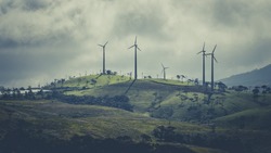Beautiful view of wind turbines near Nuwara eliya, Sri Lanka