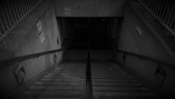Scary stairwell leading down to subway station