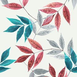seamless pattern multicolour leafs design print fabric