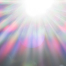 Natural and sunny background with color ranges of red, orange, yellow, green, blue, indigo and violet. Spectrum of the visible light with colorful beams of light. Copy space in the sparkling sun.