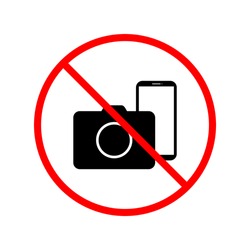 camera and phone forbidden in the area sign isolated on white background. vector illustration