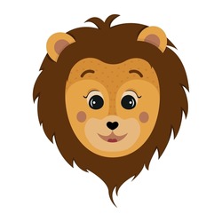 Cute Illustration of a Lion. Children's amusing wild lion animal vector design for stickers, baby shower, or nursery art. Adorable lion for kids isolated vector clipart.
