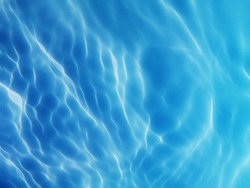 Closeup​ blur​ abstract​ of​ surface​ blue​ water​ for​ background. Reflection​ on​ blue​ water​ in​ the​ swimming​ pool. Blue​ abstract​ for​ background.