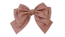 Bow hair with tails in beautiful soft brown color and white background, so elegant and fashionable. This hair bow is a hair clip accessory for girls and women.