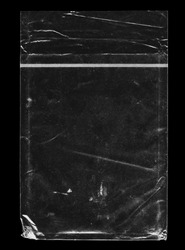 Texture of Clear Plastic Bag on Black Background