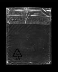 Blank transparent wrinkle plastic packaging overlay with grungy texture