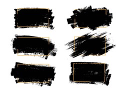 Vector black paint, ink brush stroke, brush, line or texture. Dirty artistic design element, box, frame or background  for text. 