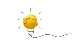 creative idea.Concept idea and innovation with paper light bulb on yellow background