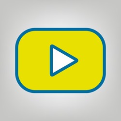 Play button sign. Icon in colors of Ukraine flag (yellow, blue) at gray Background. Illustration.