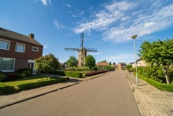 A traditional dutch windmill in Stramproy, The Netherlands