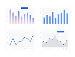 Windows with graphs and charts, set of vector elements for design sites