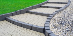 Flat external stairs Garden stairs made of concrete block paving