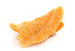 Two Fresh Fish Fillets Fried and Isolated on a White Background