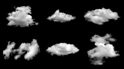 Collection of fog, white clouds or haze For designs isolated  on black background