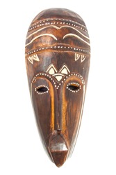 Wooden painted african mask isolated over white