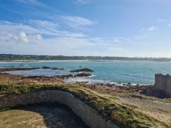 Fort Hommet and Vazon Bay, Guernsey Channel Islands,