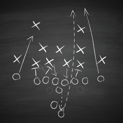 image of a football tactic on blackboard. Transparency effects used. 