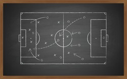 image of a soccer tactic on blackboard. Transparency effects used. 