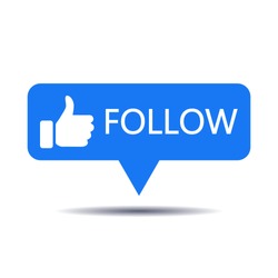 Blue button follow for social media websites and mobile apps.