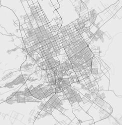 Urban city map of Riyadh. Vector illustration, Riyadh map grayscale art poster. Street map image with roads, metropolitan city area view.