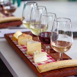 Paired wine and cheese flight